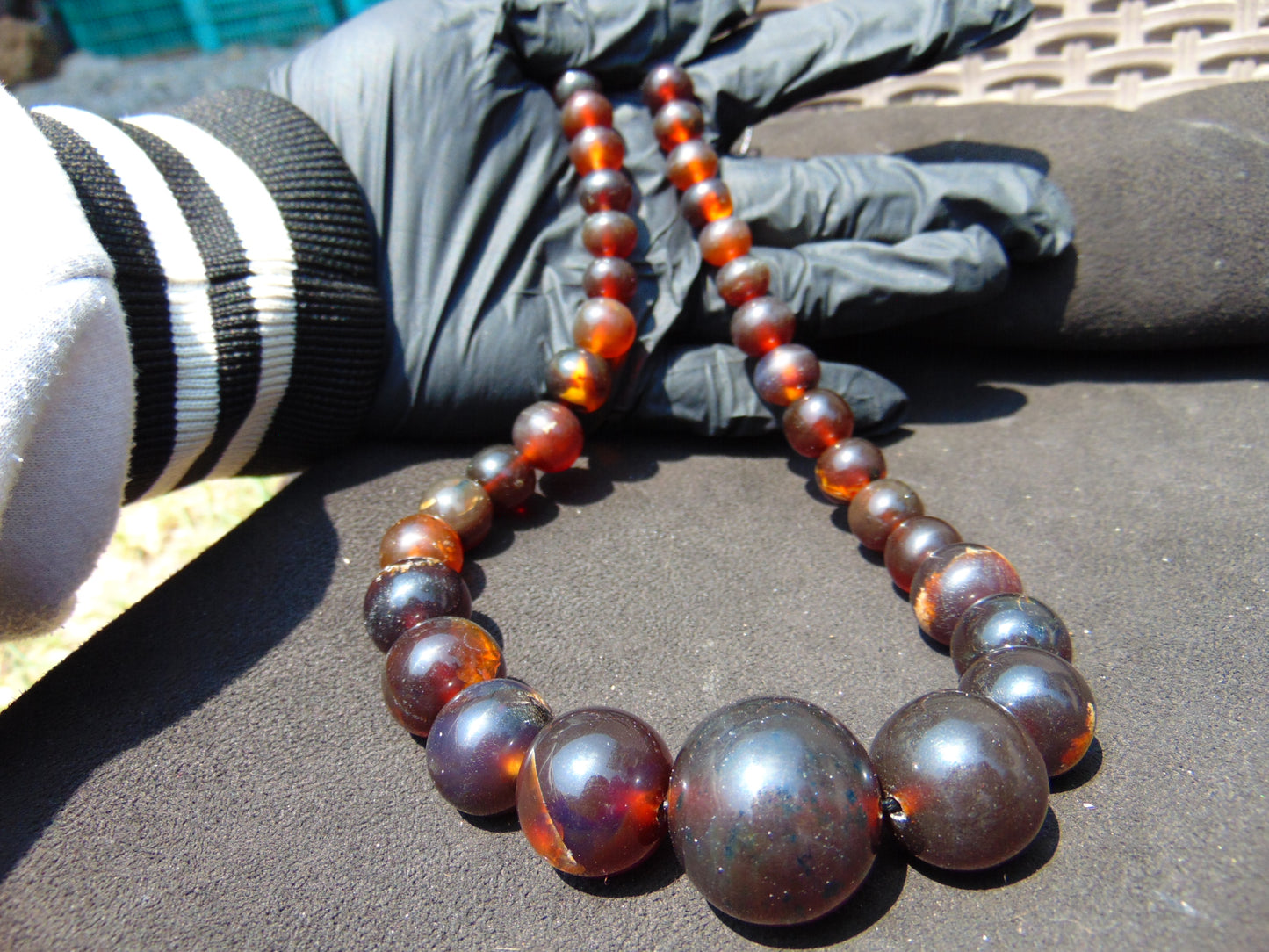 57 gram Small Beads Combination Necklace Indonesian Red Amber for Healing NE12