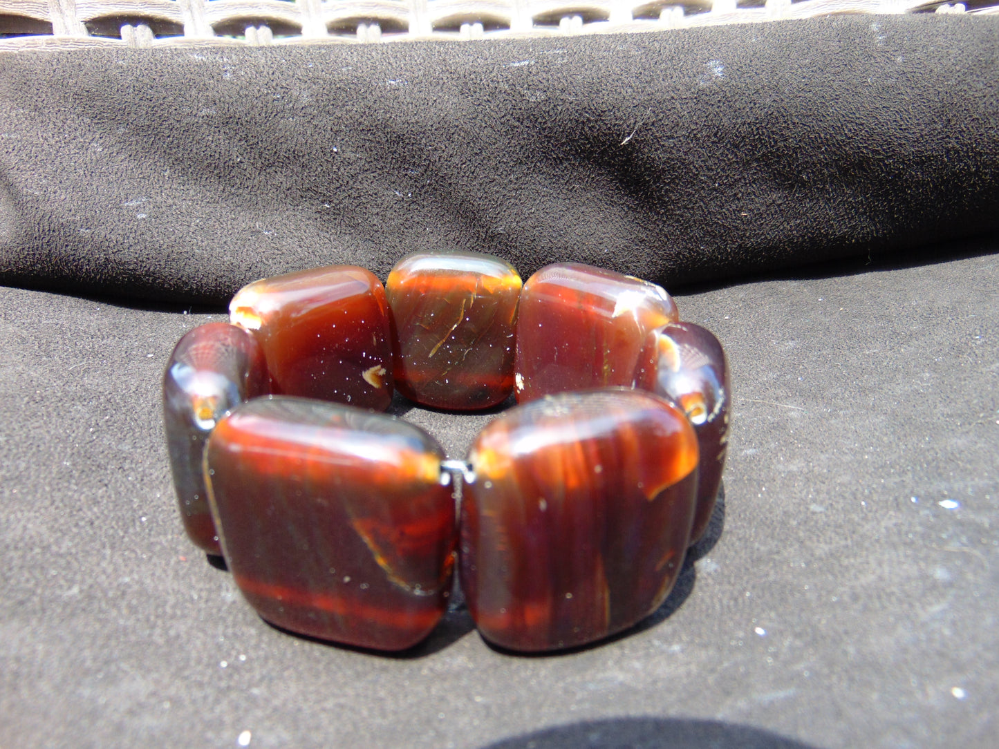 90 gr 7 Square Beads Bangle Indonesian Amber for Healing A7G35