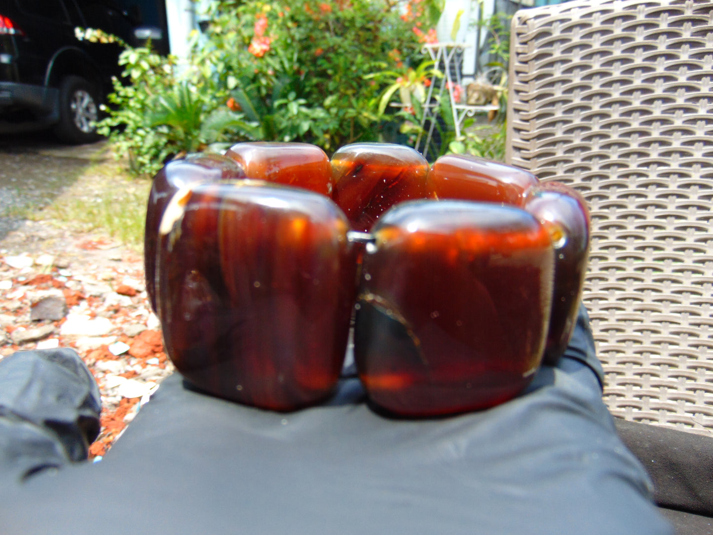 90 gr 7 Square Beads Bangle Indonesian Amber for Healing A7G35