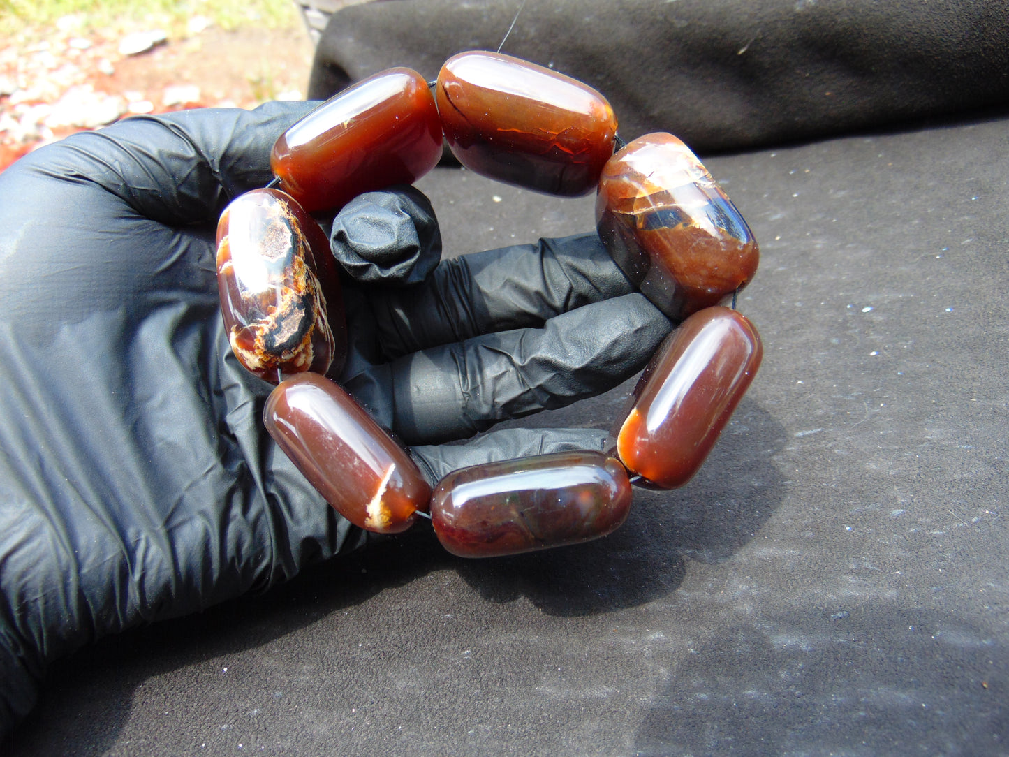 109 gr 7 Square Beads Bangle Indonesian Amber for Healing A7G31