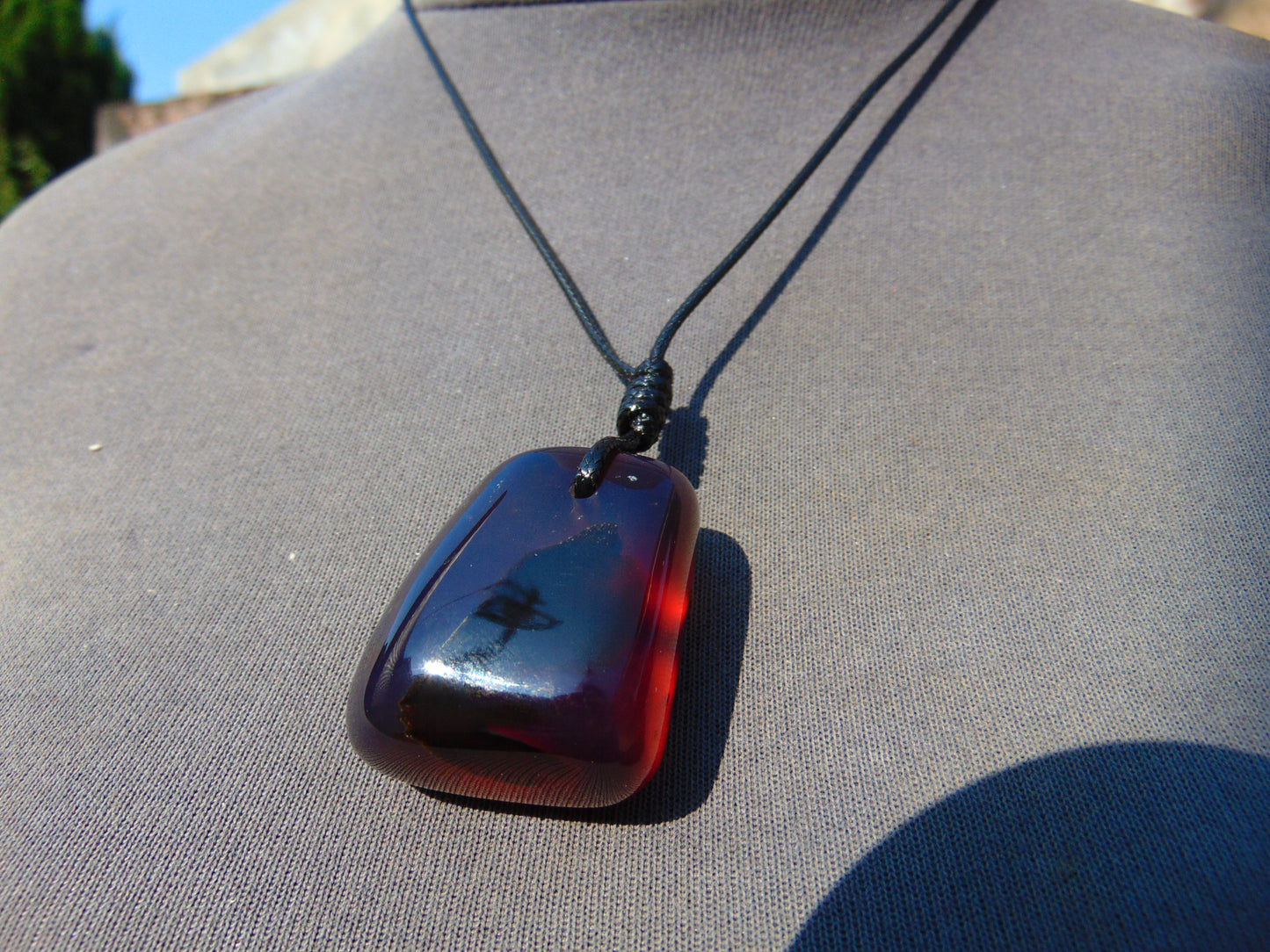 19 gr Pendant 38x33x21 mm Indonesian Blue Amber for Healing PDY59