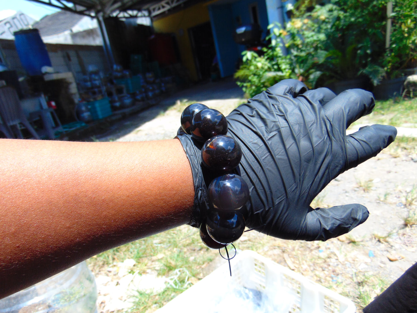 97 gram 10 Beads Mala Bracelet Indonesian Cherry Amber 25 mm for Healing FRB39