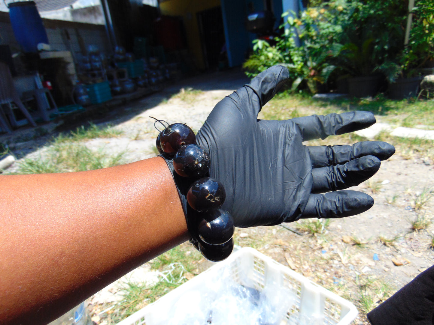 97 gram 10 Beads Mala Bracelet Indonesian Cherry Amber 25 mm for Healing FRB39