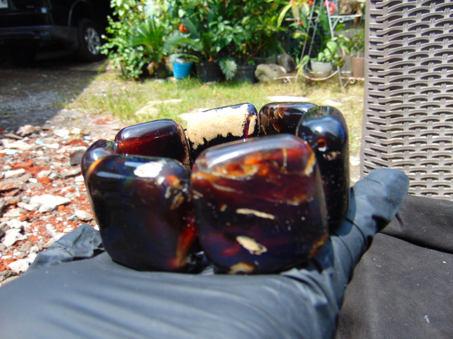 109 gr 7 Square Beads Bangle Indonesian Amber for Healing A7G21