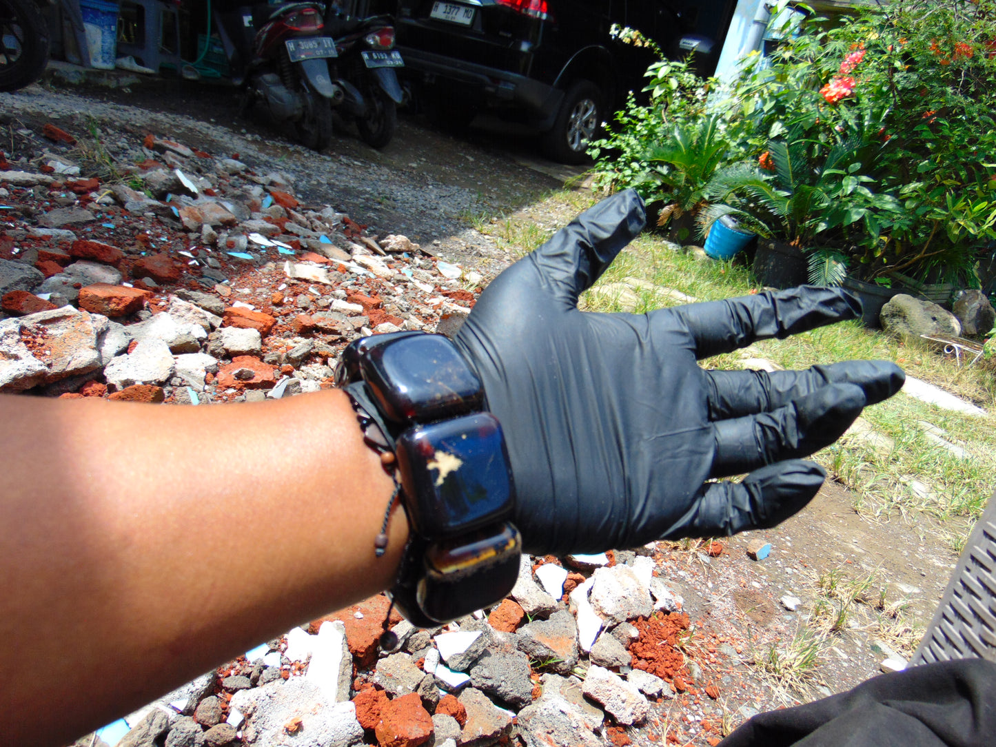 109 gr 7 Square Beads Bangle Indonesian Amber for Healing A7G21