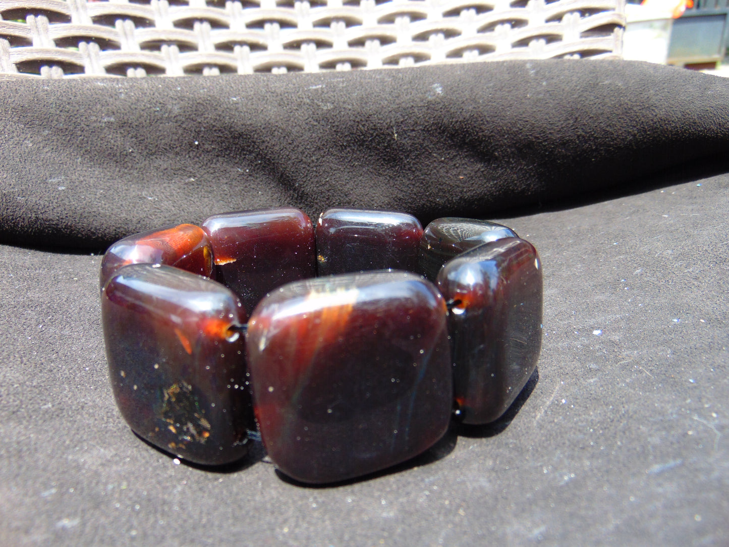 111 gr 7 Square Beads Bangle Indonesian Amber for Healing A7G32