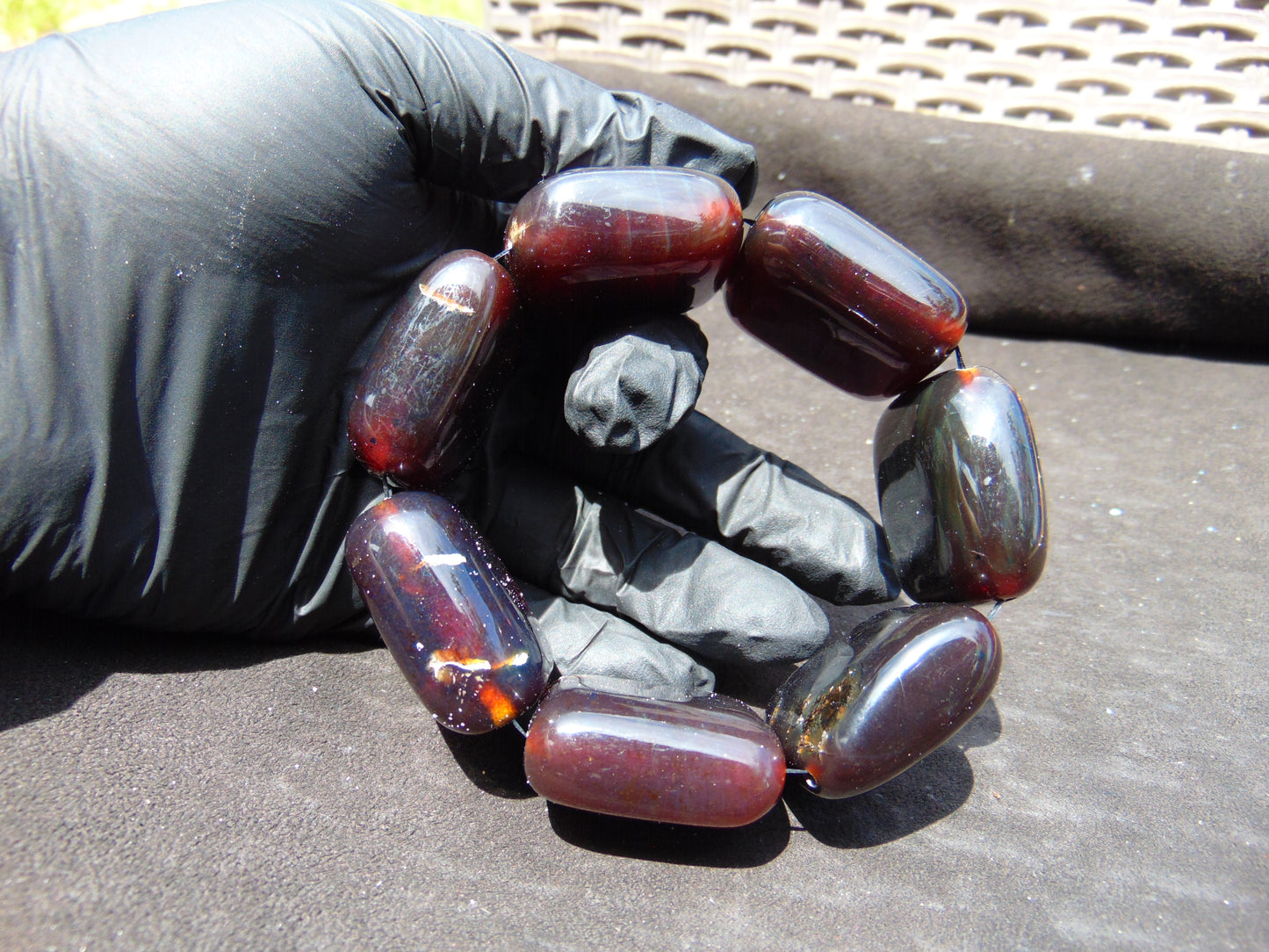 111 gr 7 Square Beads Bangle Indonesian Amber for Healing A7G32