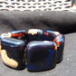 111 gr 7 Square Beads Bangle Indonesian Black Blue Amber for Healing A7G34