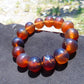 34 gram 14 Beads Mala Bracelet Indonesian Honey Blue Amber 16 mm for Healing B15M5