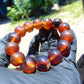 34 gram 14 Beads Mala Bracelet Indonesian Honey Blue Amber 16 mm for Healing B15M5