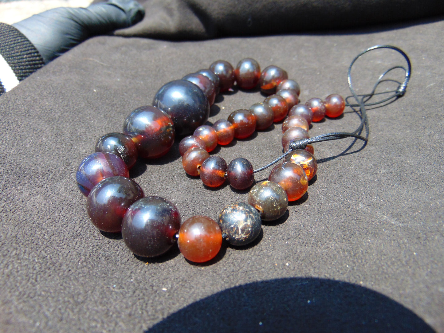58 gram Small Beads Combination Necklace Indonesian Cherry Red Amber for Healing NE10