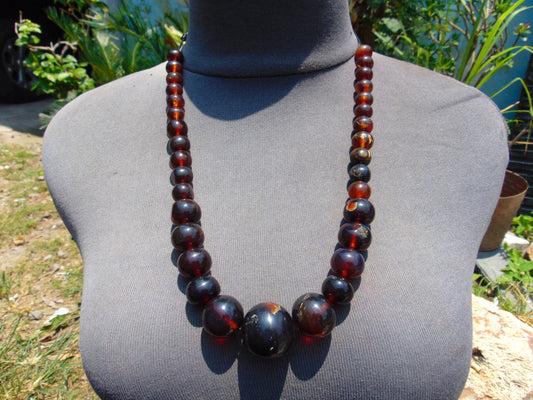58 gram Small Beads Combination Necklace Indonesian Cherry Red Amber for Healing NE10