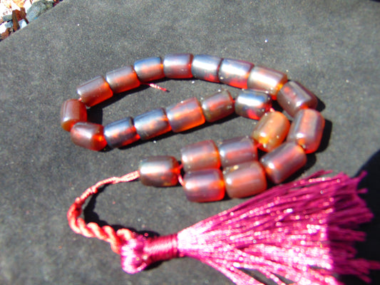 47 gr Komboloi Rosary 22+1 Beads 16x20 mm Indonesian red white Blue Amber for Healing 26COAR6