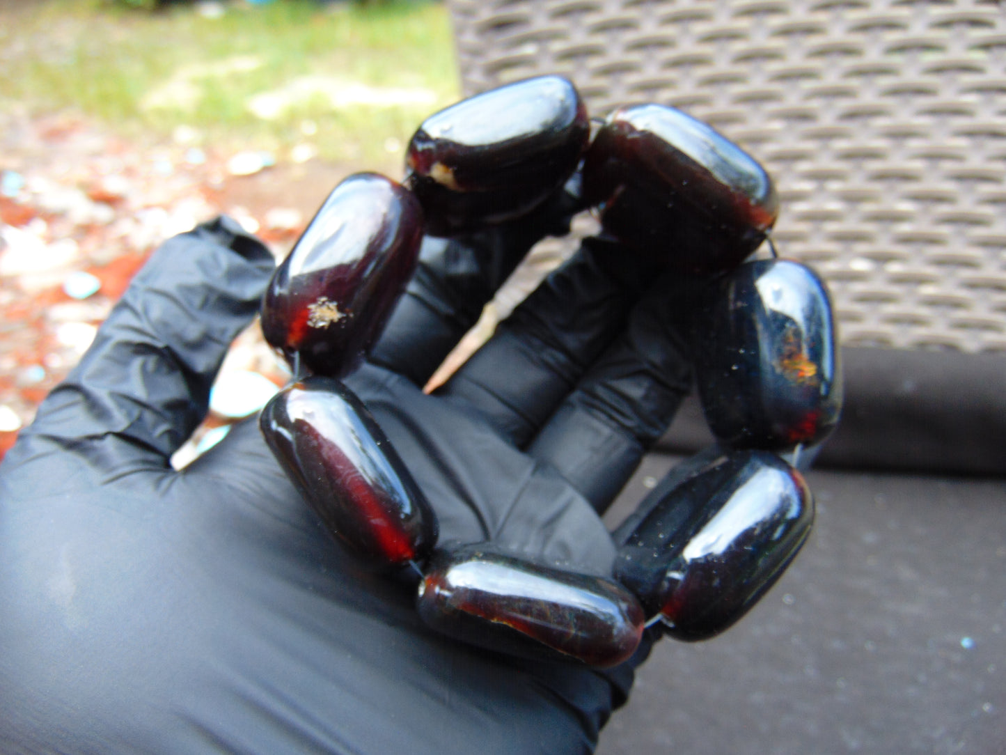 94 gr 7 Square Beads Bangle Indonesian Amber for Healing A7G47