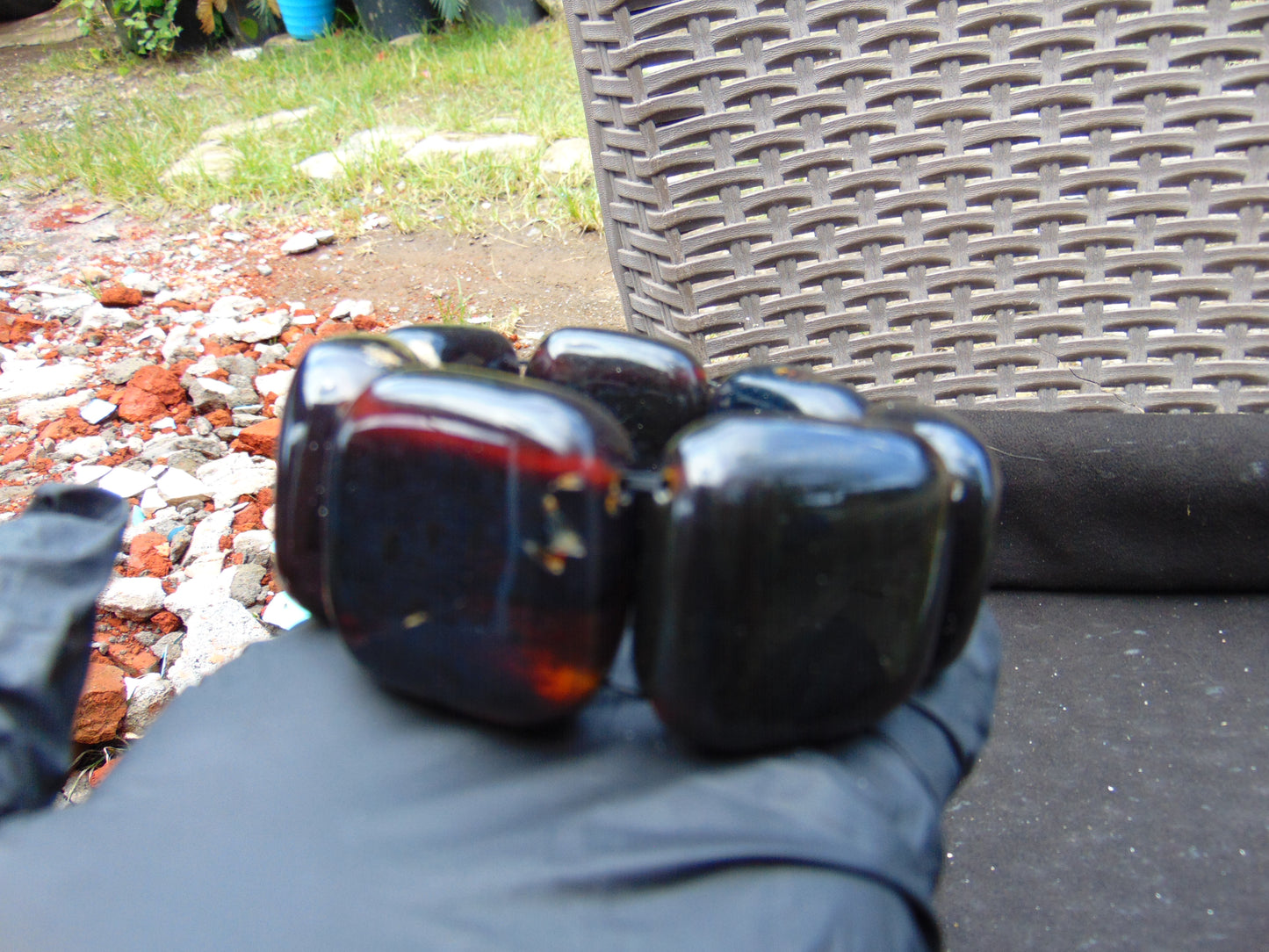 94 gr 7 Square Beads Bangle Indonesian Amber for Healing A7G47