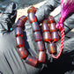 47 gr Komboloi Rosary 22+1 Beads 16x20 mm Indonesian red white Blue Amber for Healing 26COAR6