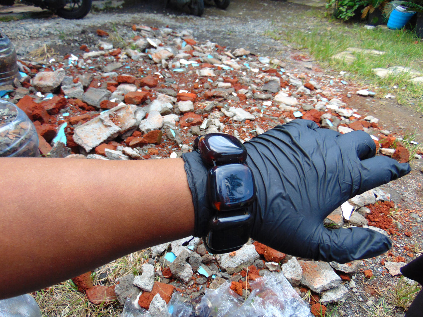 94 gr 7 Square Beads Bangle Indonesian Amber for Healing A7G47