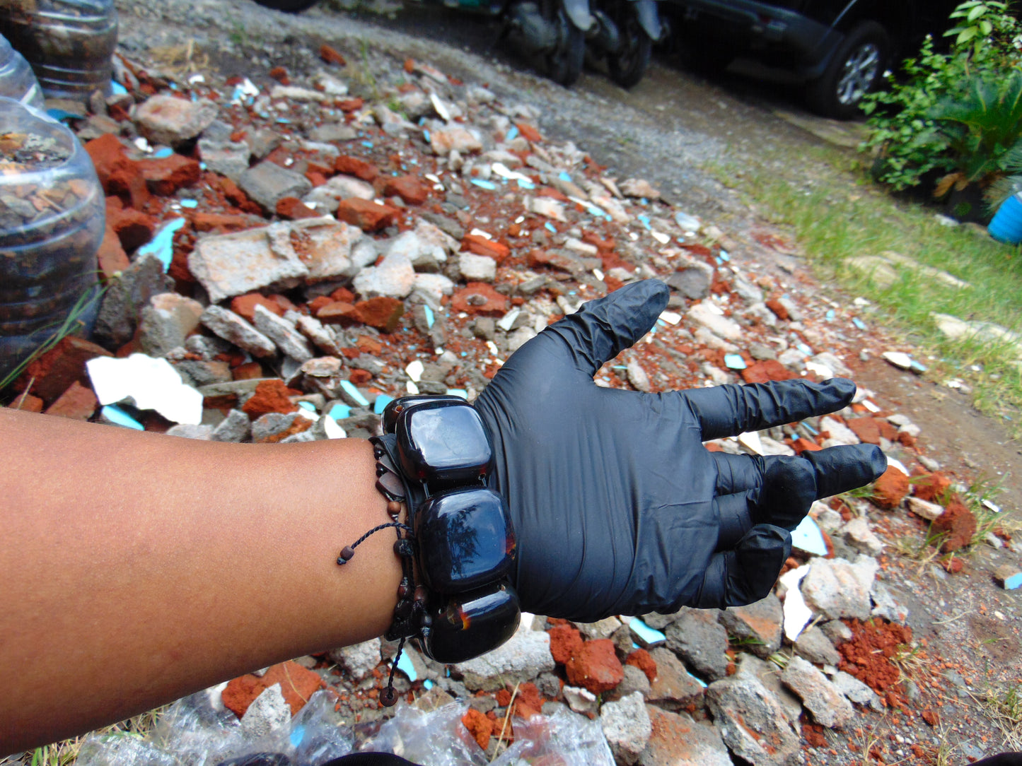 94 gr 7 Square Beads Bangle Indonesian Amber for Healing A7G47