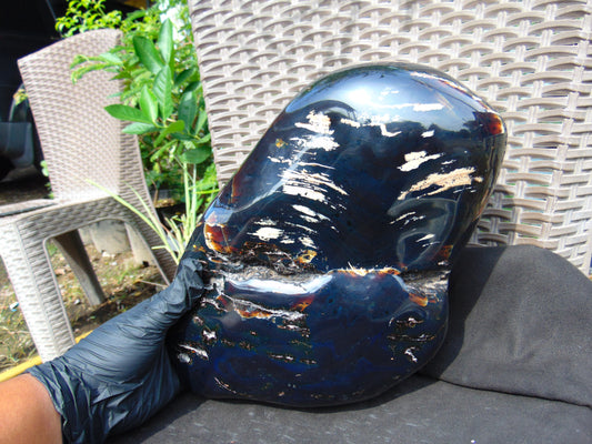 3790 gr Full Polished 32x24x12 cm  Indonesian Dark Blue Amber for Healing ST9