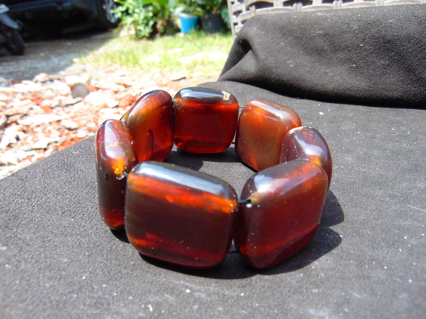 100 gr 7 Square Beads Bangle Indonesian Amber for Healing A7G46