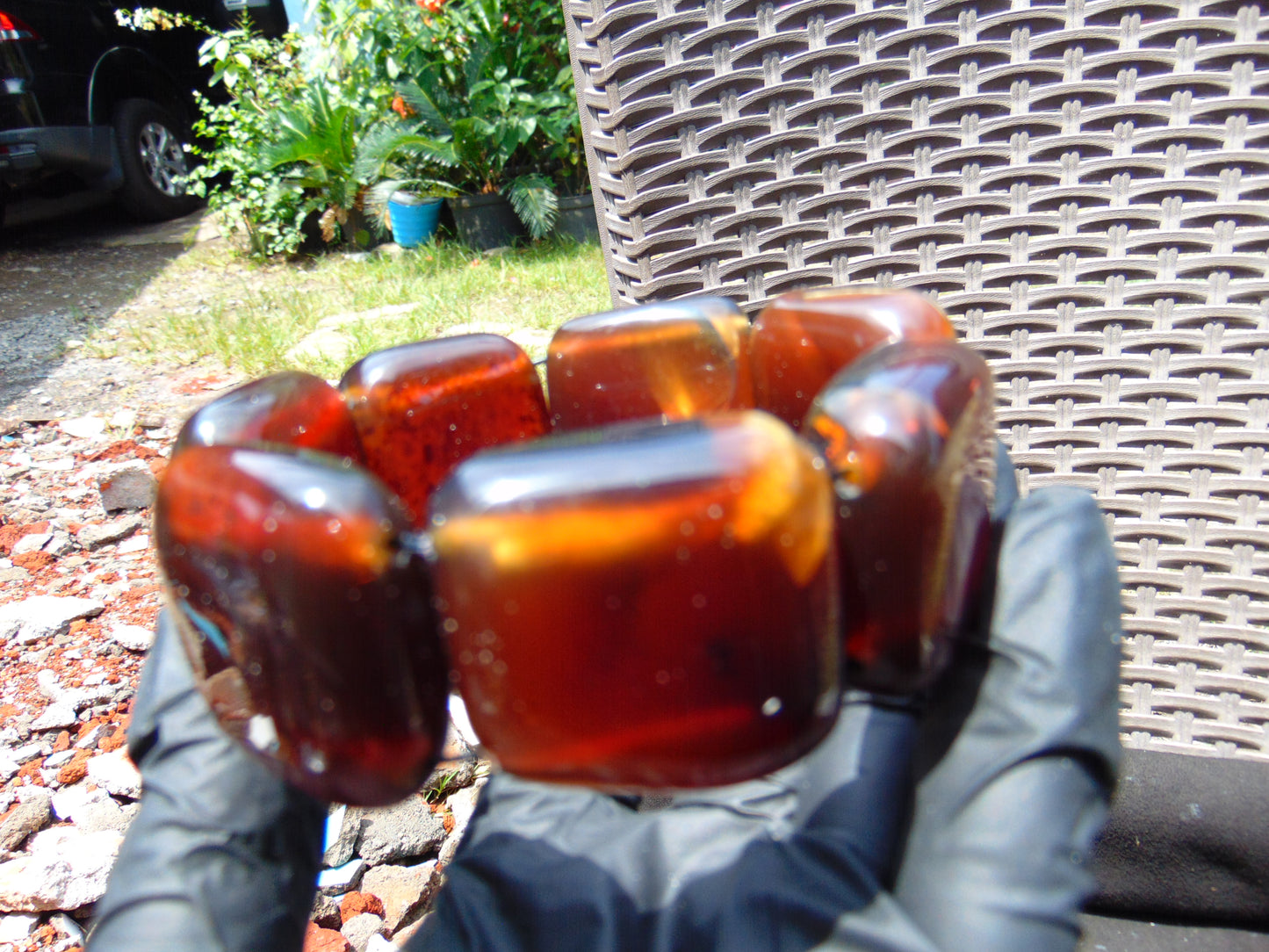 100 gr 7 Square Beads Bangle Indonesian Amber for Healing A7G46
