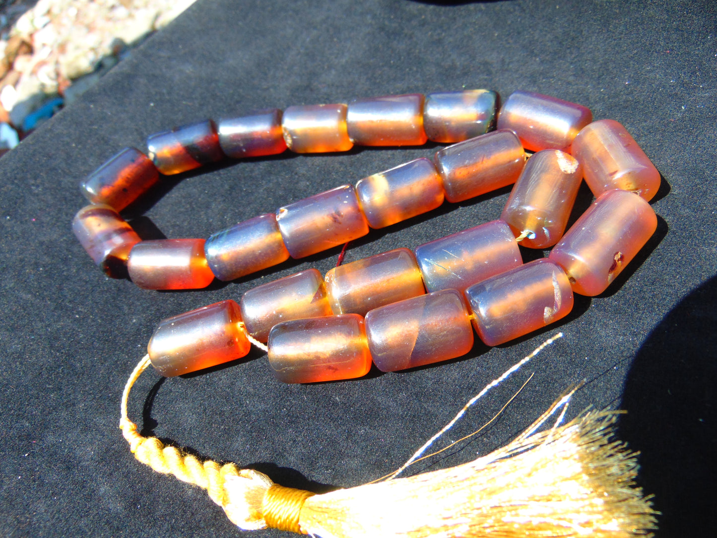 150 gr Komboloi Rosary 22+1 Beads 24x16 mm Indonesian Blue Amber for Healing 26COAR2