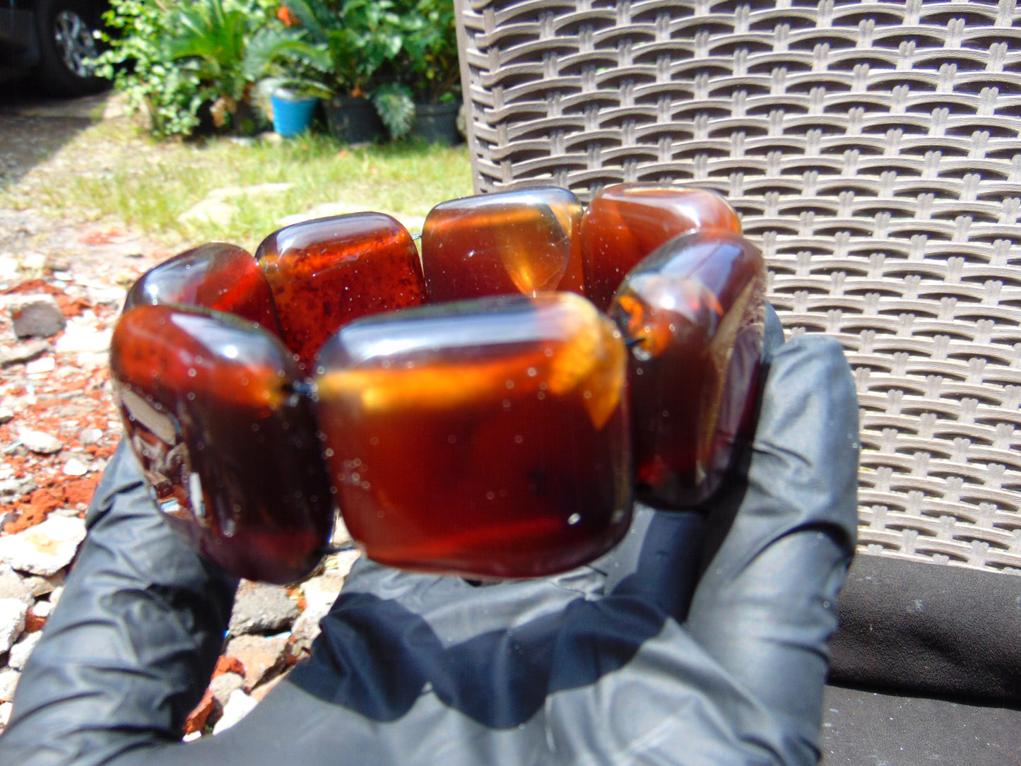 100 gr 7 Square Beads Bangle Indonesian Amber for Healing A7G46
