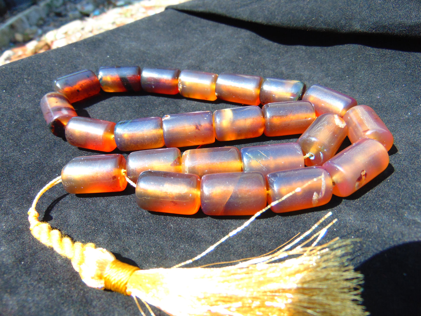 150 gr Komboloi Rosary 22+1 Beads 24x16 mm Indonesian Blue Amber for Healing 26COAR2