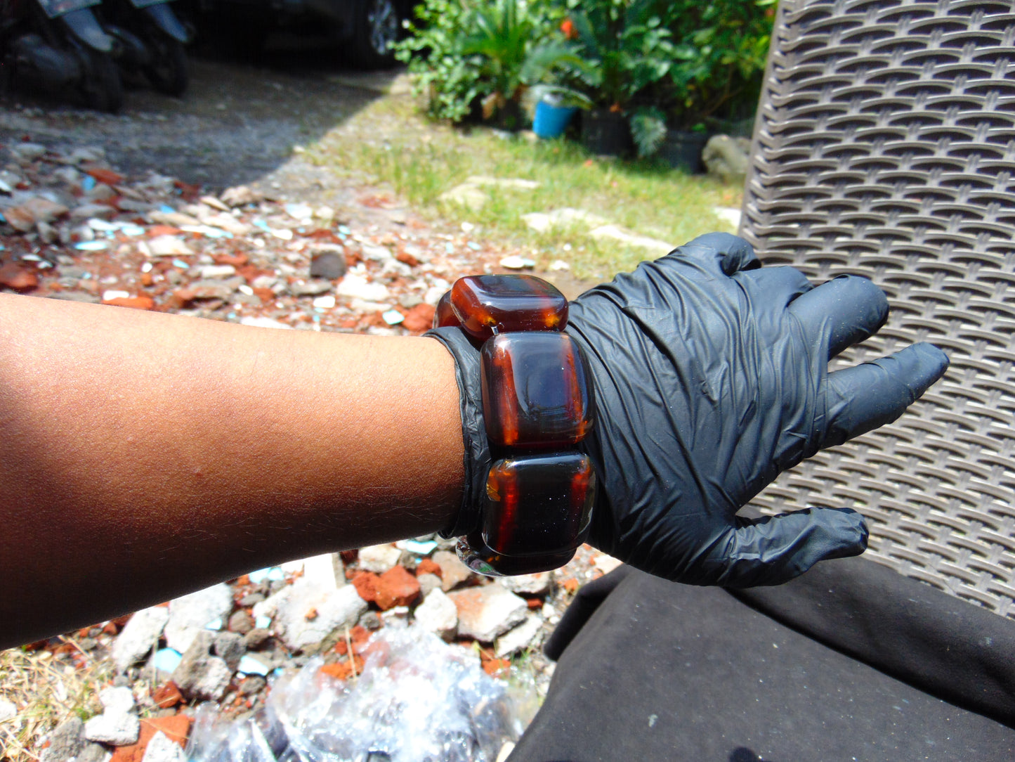 100 gr 7 Square Beads Bangle Indonesian Amber for Healing A7G46