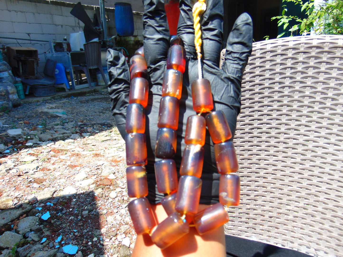 150 gr Komboloi Rosary 22+1 Beads 24x16 mm Indonesian Blue Amber for Healing 26COAR2