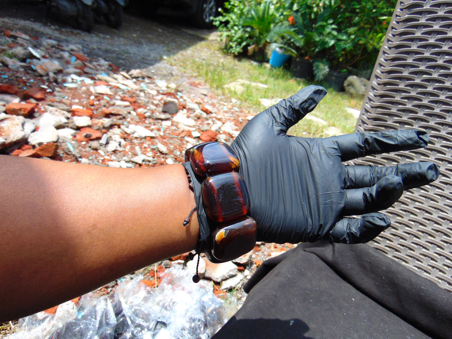 100 gr 7 Square Beads Bangle Indonesian Amber for Healing A7G46