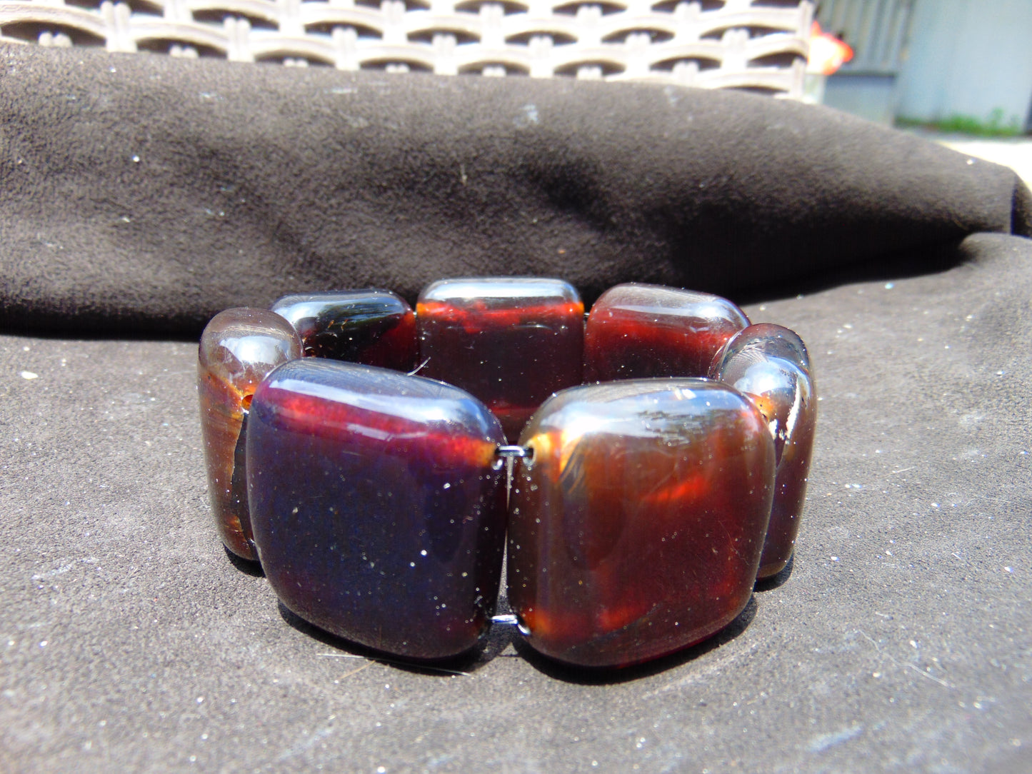 99 gr 7 Square Beads Bangle Indonesian Amber for Healing A7G49