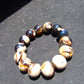 34 gram 14 Beads Mala Bracelet Indonesian white Blue Amber 16 mm for Healing B15M2