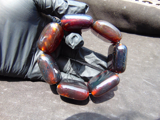 99 gr 7 Square Beads Bangle Indonesian Amber for Healing A7G49