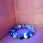 34 gram 14 Beads Mala Bracelet Indonesian white Blue Amber 16 mm for Healing B15M2