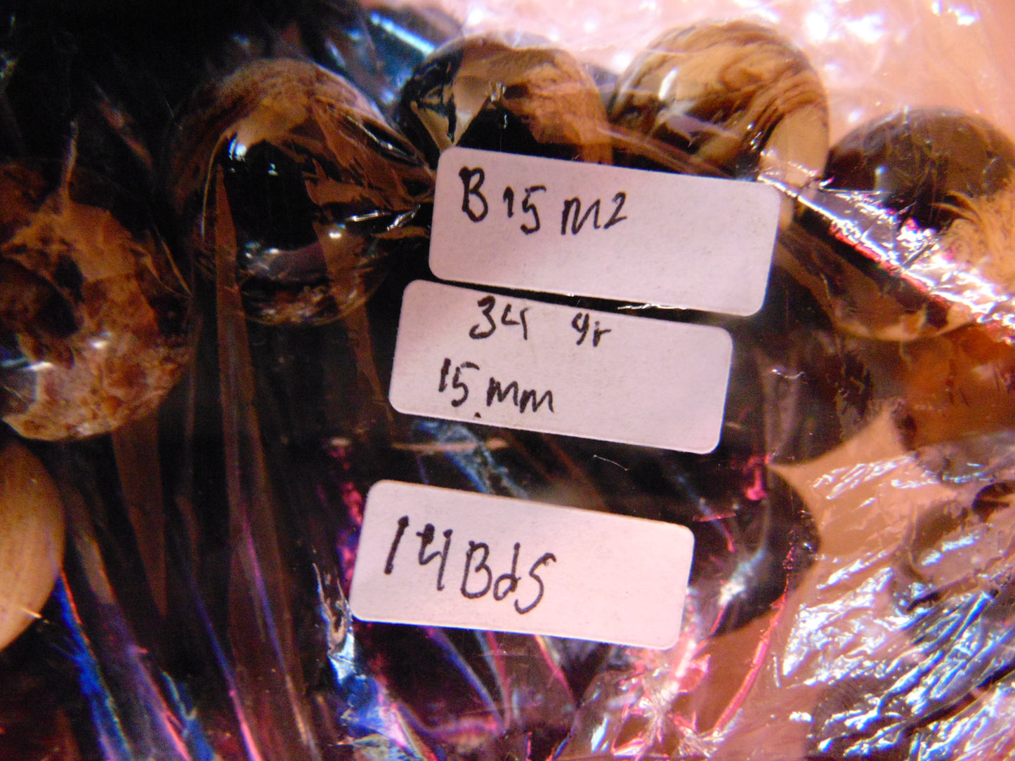 34 gram 14 Beads Mala Bracelet Indonesian white Blue Amber 16 mm for Healing B15M2