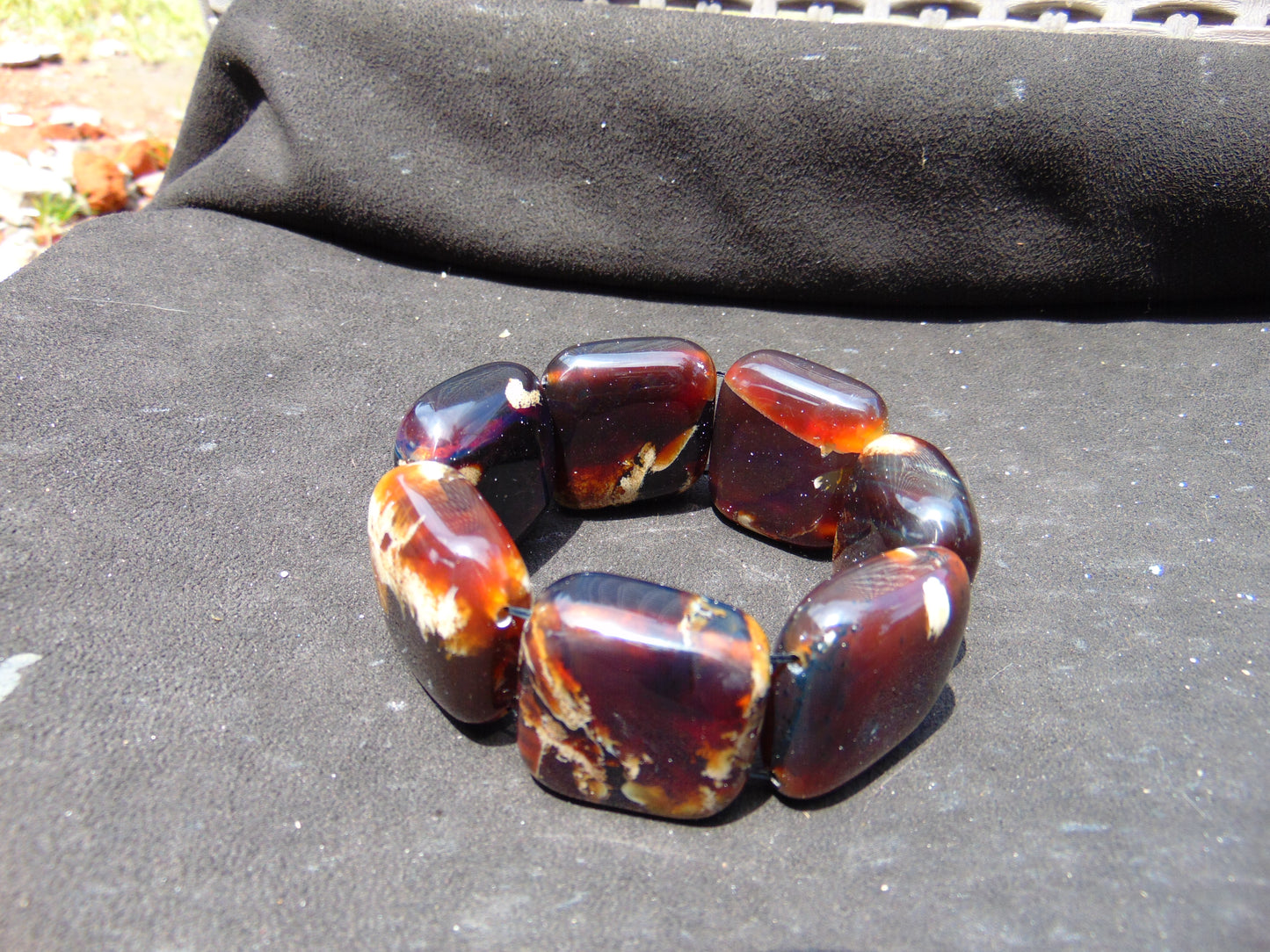 95 gr 7 Square Beads Bangle Indonesian Amber for Healing A7G36