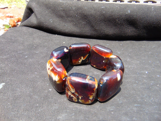 95 gr 7 Square Beads Bangle Indonesian Amber for Healing A7G36