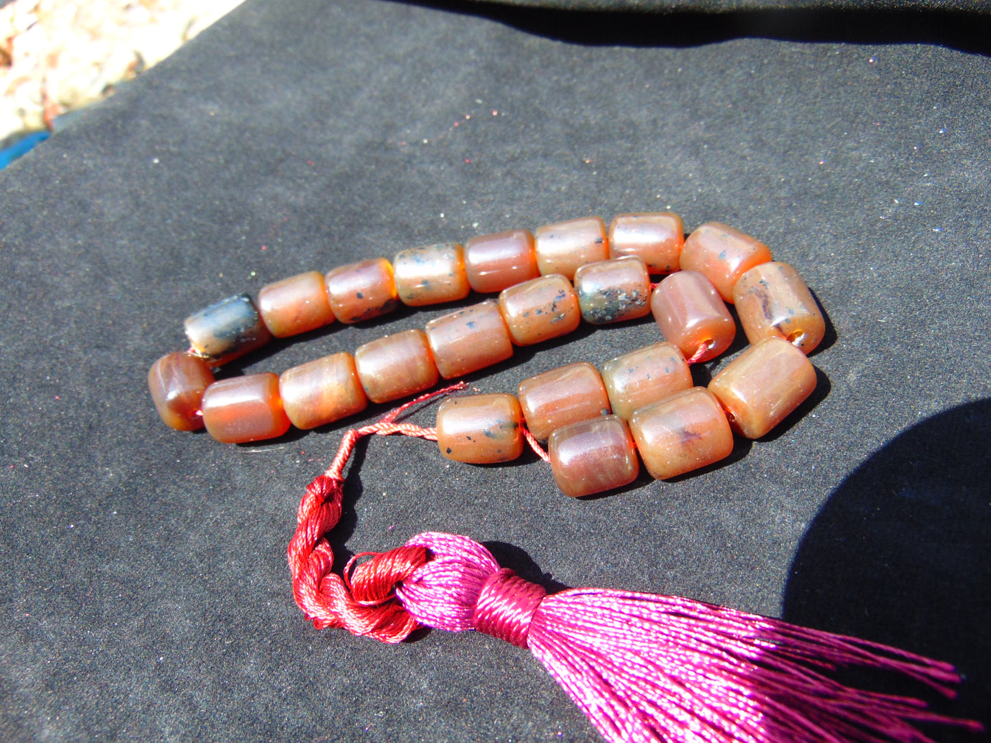 50 gr Komboloi Rosary 22+1 Beads 16x20 mm Indonesian red white Blue Amber for Healing 26COAR7