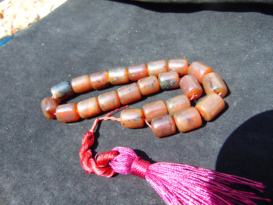 50 gr Komboloi Rosary 22+1 Beads 16x20 mm Indonesian red white Blue Amber for Healing 26COAR7