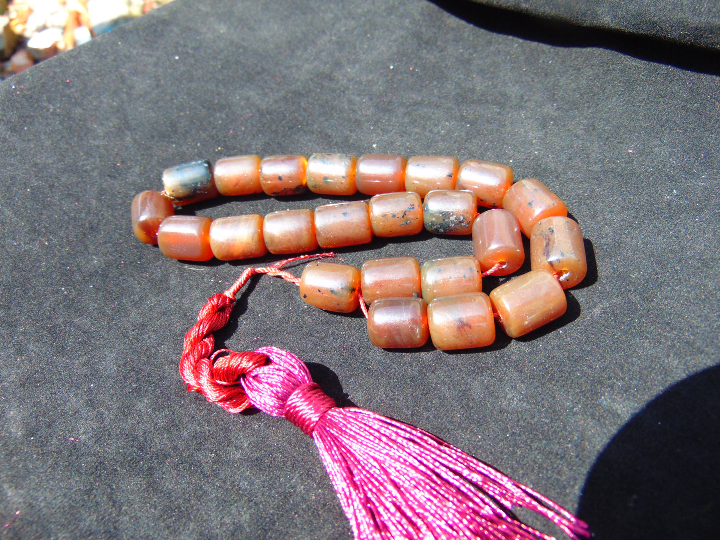 50 gr Komboloi Rosary 22+1 Beads 16x20 mm Indonesian red white Blue Amber for Healing 26COAR7