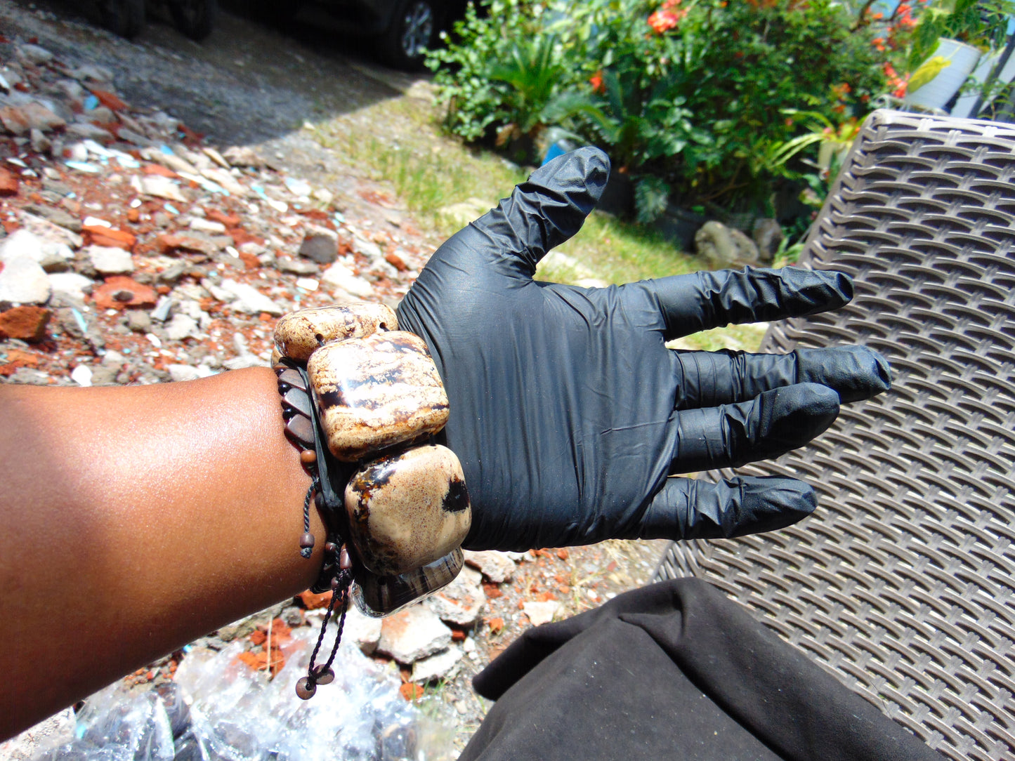 101 gr 7 Square Beads Bangle Indonesian white Amber for Healing A7G42