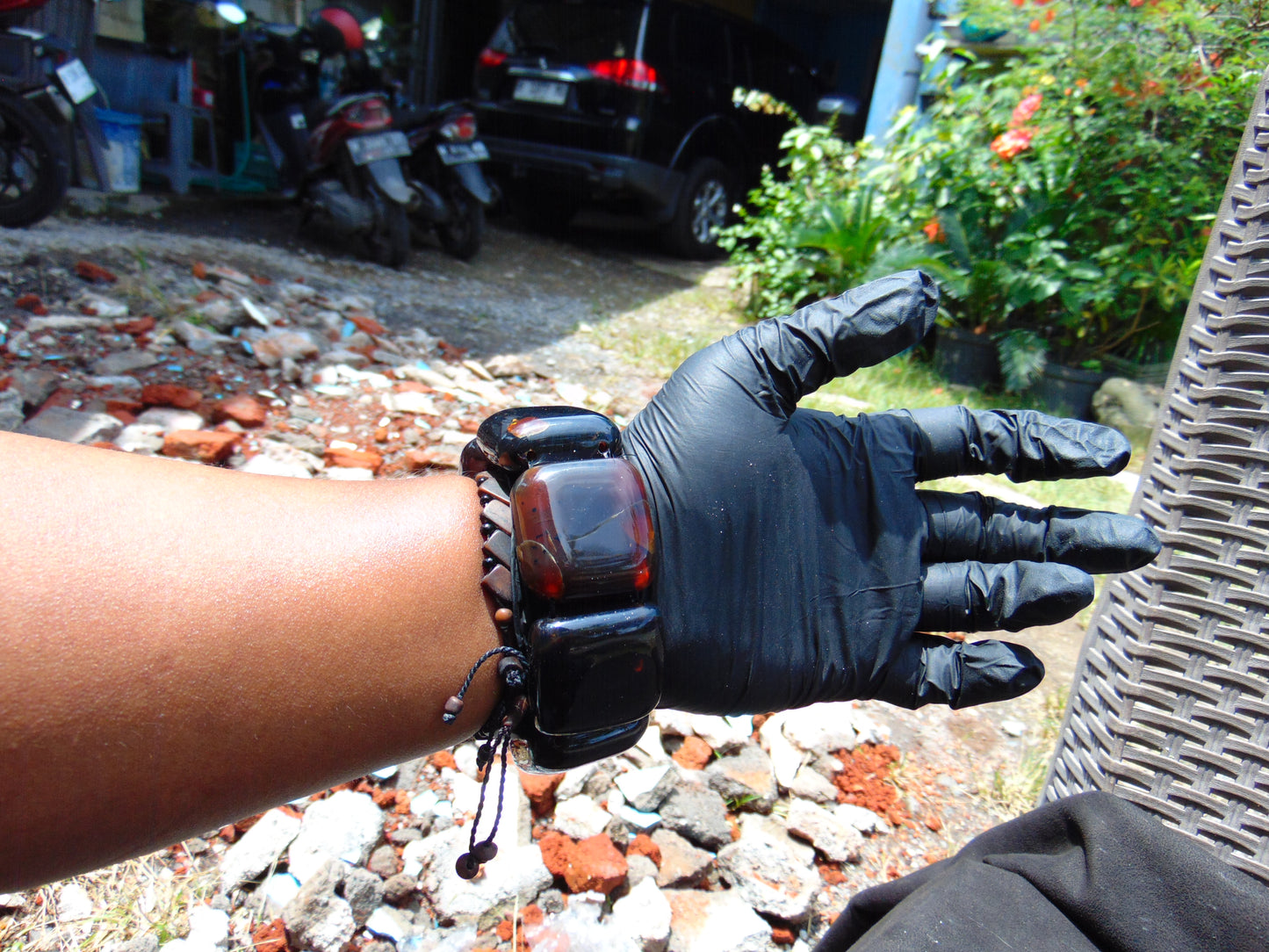 107 gr 7 Square Beads Bangle Indonesian Amber for Healing A7G45