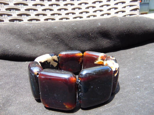 102 gr 7 Square Beads Bangle Indonesian Amber for Healing A7G22