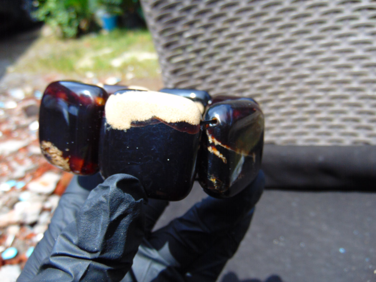 102 gr 7 Square Beads Bangle Indonesian Amber for Healing A7G22