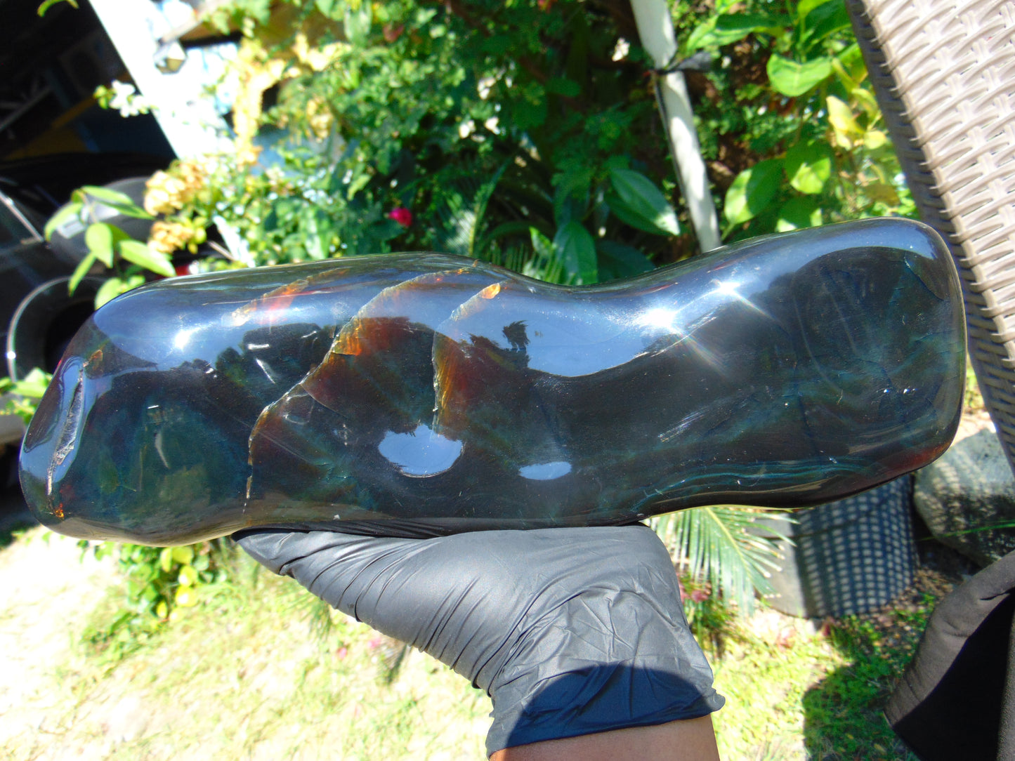 1399 gr Full Polished 30x8x5 mm Indonesia Dark Green Amber for Healing ML53