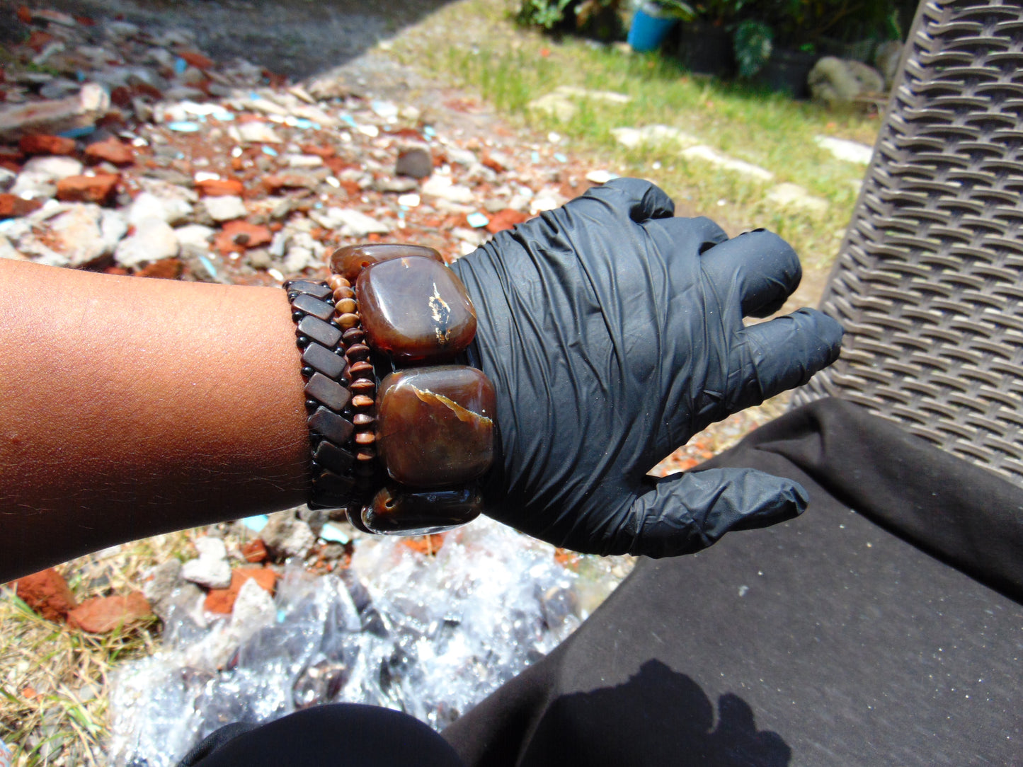 84 gr 7 Square Beads Bangle Indonesian Amber for Healing A7G25