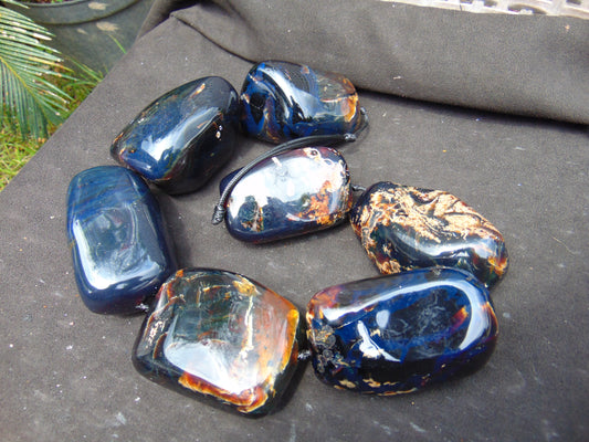 854 gr Big Necklace Indonesian Dark Blue Amber for Healing A7K93
