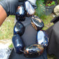854 gr Big Necklace Indonesian Dark Blue Amber for Healing A7K93
