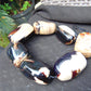 914 gr Big Necklace Indonesian Blue White Amber for Healing A7K84
